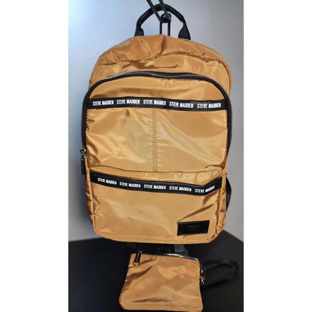 Steve Madden Backpack - Brown/Gold with Black Accents - Pocket Bag Included